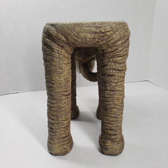Vintage African Resin Elephant 11" Gray Plant Stand Table Statue Garden Bohemian - Picture 4 of 16
